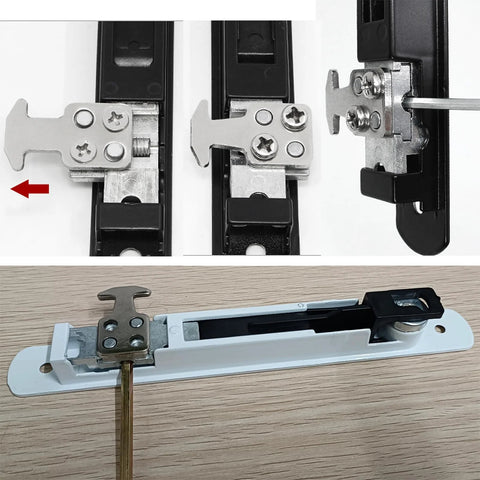 2 Piece Sliding Door Lock Set With Keys For Aluminum Doors And Windows Embedded Flush Mount Single Sided Hook