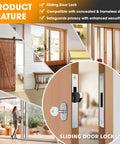 Sliding Door Lock for Glass and Patio Doors, Mortise Style with High Security Square Bolt Plus Safety Hook Latch, 2 Pack image.