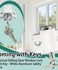 Sliding Door Keyed Lock Push In Replacement Kit For Patio Doors Home Office And Classroom Includes One Lock Two Clasps Two Cores Two Keys And Mounting Screws Heavy Duty Die Cast Housing And Hardened Steel Bolts For Durable Secure Button Locking.