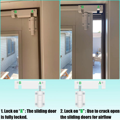 Sliding Glass Door Lock And Bolt For Patio Doors Childproof Safety Rail Lock For Top Or Bottom Mount Fits Most Sliding Doors And Windows White 1 Pack Easy Install To Stop Drafts And Water Seepage