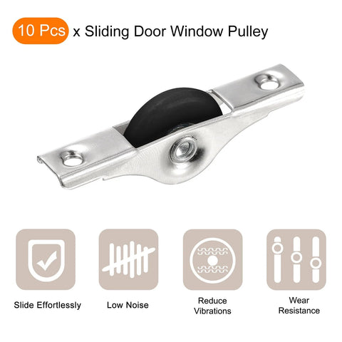 Sliding Door Nylon Wheel Pulleys 30mm For Cabinets Wardrobes Closets Furniture With Screws Pack Of 10 Black Silver Tone
