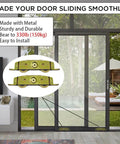 2 Pack Sliding Glass Door Rollers Replacement, 1-1/4" Steel Ball Bearing Patio Door Wheels, Heavy Duty Tandem Wheels, installed on doors, showing smooth sliding functionality.
