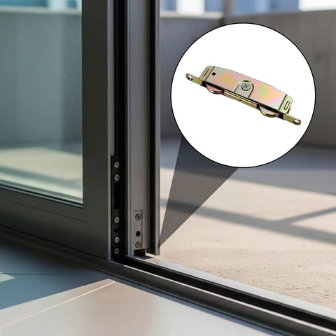 Heavy Duty Sliding Patio Door Roller Assembly Set Two Pieces One And One Quarter Inch Steel Ball Bearing Rollers installed