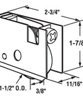 Two Pack Sliding Patio Door Roller Assembly For Wood Glass Doors Part Number 0C8P0001 Compatible From 1992 To Present One And A Half Inch Steel Ball Bearing Edge Adjustable Stainless Steel Housing With Flange with measurements