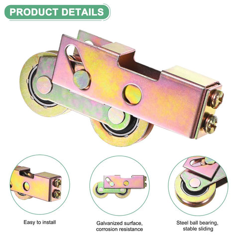 4 Pack Sliding Door Roller Kit With 1-1/4 Inch 32mm Steel Ball Bearing Wheels Adjustable Assembly Replacement For Sliding Doors