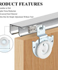 12 Pack 6 Set Sliding Closet Door Roller Kit with Bypass Hardware Replacement Adjustable Door Hooks for Wardrobe Cabinets Delivers Smooth Quiet Sliding Performance with Durable Galvanized Steel Rollers installed on a wooden door