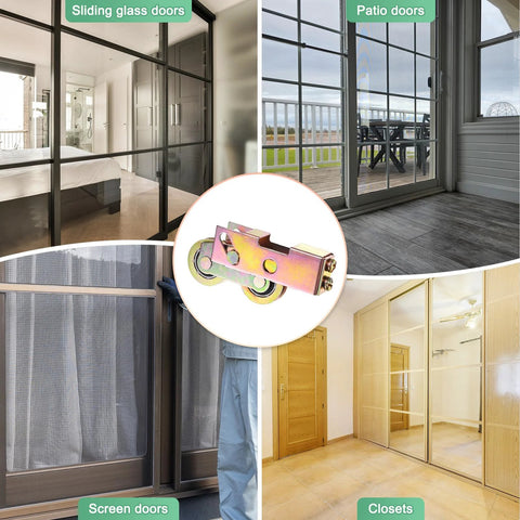 4 Pack Sliding Door Roller Kit With 1-1/4 Inch 32mm Steel Ball Bearing Wheels Adjustable Assembly Replacement For Sliding Doors