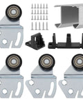 Sliding Closet Door Roller Kit With 48 Inch Track For Top Hung Bypass Doors, All In One Replacement Hardware With Wheels and Brackets