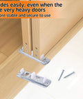 5 Pcs Sliding Closet Door Roller Kit installed with screws on wooden door, showing slide track for top-hung sliding door hardware