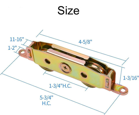 Dimensions of 2 Pack Sliding Glass Door Rollers Replacement, 1-1/4" Steel Ball Bearing Patio Door Wheels