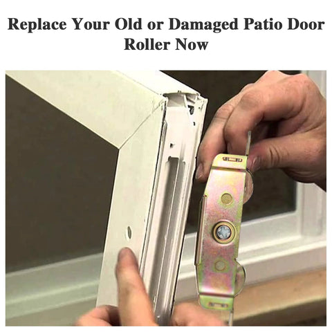 Replacement Sliding Door Rollers With One And One Quarter Inch Stainless Steel Wheels For Smooth Operation Compatible With Jeld Wen Milgard Marvin Peachtree And Caradco Doors Easy Adjustable Design 2 Pack being installed in a sliding door frame