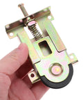 2 Pcs Sliding Door Roller Wheels With Heavy Duty Stamped Housing And POM Bearings shown in hand, featuring bottom mount installation.