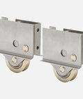 Two Pack Sliding Patio Door Roller Assembly For Wood Glass Doors Part Number 0C8P0001 Compatible From 1992 To Present One And A Half Inch Steel Ball Bearing Edge Adjustable Stainless Steel Housing With Flange