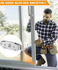Man installing Sliding Door Rollers 2 Pack, 304 Stainless Steel Replacement For Patio Sliding Glass Doors.