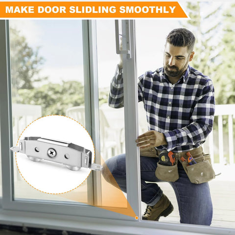 Man installing Sliding Door Rollers 2 Pack, 304 Stainless Steel Replacement For Patio Sliding Glass Doors.