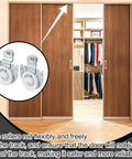 4 Piece Sliding Closet Door Hardware Rollers Wardrobe Cabinet Door Hangers Knob Adjustable Hooks with 8 Screws on wood doors