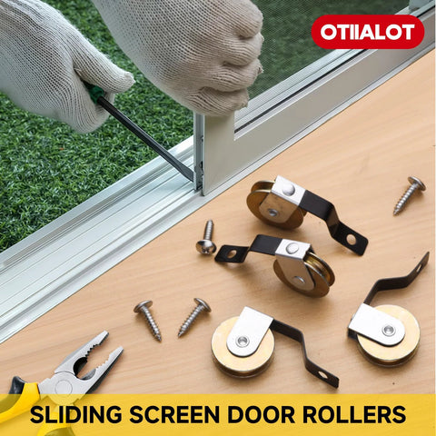 4 Pack Sliding Screen Door Rollers Replacement with Tension Spring and 1 Inch Steel Ball Bearing Wheels Fits B638 B687 B639
