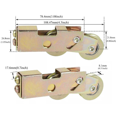 1-1/4 Inch Sliding Door Rollers Replacement Set For Patio Doors And Glass Doors, with dimensions and wheel details visible.