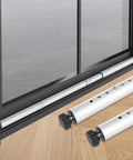 Adjustable Inside Mount Sliding Door Security Bar Fits 17.7 To 50.5 Inches, heavy duty metal safety bar installed at patio door.