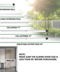 Adjustable Inside Mount Sliding Door Security Bar Fits 17.7 To 50.5 Inches, extending stages, white metal bar in garden view