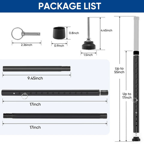 Sliding Door Security Bar Adjustable From 17 To 55 Inches With Rubber Tips Heavy Duty Window Lock Bar For Home Security Ideal For Apartments And Travel 2 Pack Black Durable Alloy Construction