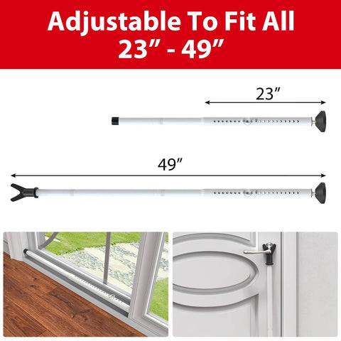 3 In 1 Sliding Door Security Bar From Inside Heavy Duty Adjustable Front Door And Window Barricade Door Jammer Lock Protector