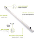 Sliding Door Security Bar with Childproof Lock, Adjustable, features extruded aluminum bar, rotating bracket, saddle bracket for patio doors.