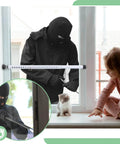 Sliding Door Security Bar, 17-50 inch Adjustable installed on window with rubber tips, child and cat inside, preventing unauthorized entry