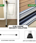 Sliding Door Security Bar 2-In-1 Adjustable Door Jammer with 40 Adjustable Positions installed on doors