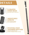 Details of Sliding Door Security Bar and 2-in-1 Sliding Glass Door Stoppers Security, showing U-shaped head, adjustable length, rubber base