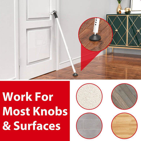 3 In 1 Sliding Door Security Bar From Inside Heavy Duty Adjustable Front Door And Window Barricade Door Jammer Lock Protector With Reinforced Steel And Non Slip Rubber Base For Maximum Home Safety And Peace Of Mind installed on door.