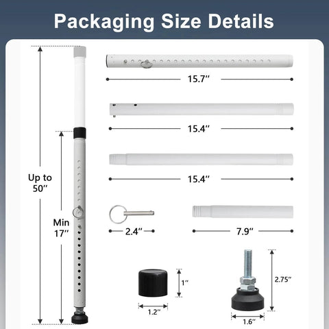 Packaging details of Sliding Door Security Bar, 17.7-50.5inch Heavy Duty Adjustable Sliding Patio Door Lock Bar with Rubber Tips.