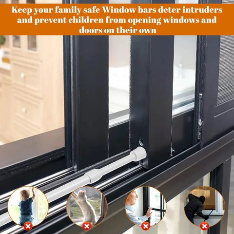 Adjustable Sliding Glass Door Security Bar White Length 15.7 to 27.5 Inches 1.2 Inch Diameter Window Locks For Extra Protection Easy Install Anti-Intrusion Safety Bar Fits Most Doors