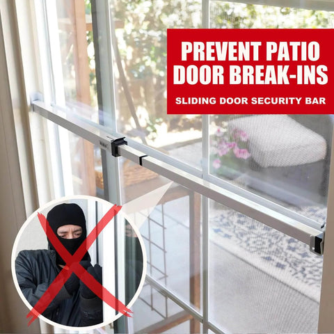 Sliding Door Security Bar-Child Proof Sliding Door Lock Bar with Anti Lift Lock installed on patio door preventing break-ins