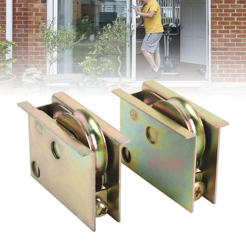 Sliding Patio Door Roller Replacement With Steel Ball Bearing High Strength For Smooth And Quiet Operation Custom Fit For Sliding Doors Easy Install Improves Door Performance And Stability, pair of steel rollers visible