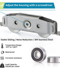 Sliding Door Tandem Roller Assembly in 304 Stainless Steel for Patio Doors, Replacement Roller Set with 330 Lbs Load Capacity