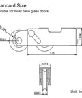 Technical diagram of Patio Door Tandem Roller Replacement Kit For Sliding Doors And Screens Includes Two One And One Quarter Inch Steel Ball Wheel Bearings With Five Sixteenth Inch Thickness Durable Replacement For Damaged Rollers On Sliding Patio And Screen Doors 2 Pack