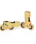 Sliding Patio Door Tandem Roller Replacement, 1-1/4 Inch Steel Ball Wheel Bearing, 2-pack shown standing and lying flat.