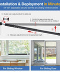 Installation diagram of Sliding Door Security Bar 18 To 50 Inches Adjustable Window Security Bar With Rubber Tips