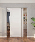 Heavy Duty Bypass Door Hardware 60 Inch Aluminum Sliding Closet Track Kit installed in interior doorway