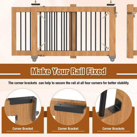 Corner brackets for stability in Heavy Duty Sliding Gate Kit Black Hardware Set for Smooth Quiet Sliding Gates and DIY Installation
