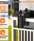 Heavy Duty Sliding Gate Guide Roller Hardware Kit With 4 Inch Black Nylon Wheels And Steel L Bracket, Adjustable Sliding Gate Roller Installed