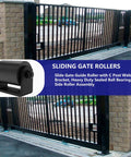 3 Inch Sliding Gate Guide Rollers 2 Pack with C Post Welded Bracket installed on large metal gate