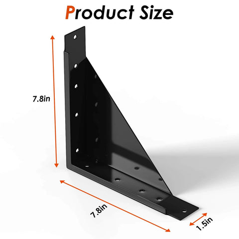 Sliding Gate Hardware Kit bracket dimensions 7.8in by 7.8in front view, part of Heavy Duty Slide Gate Kit for Wooden Fence, Deck Gate