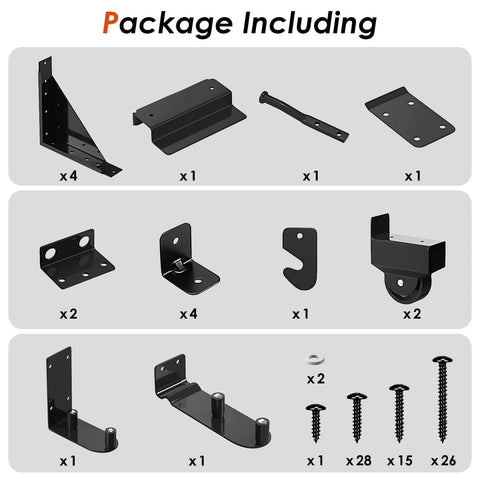 Sliding Gate Hardware Kit components with heavy duty slide gate parts for wooden fence, deck gate outdoor, and sliding baby gate with latch.