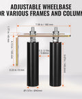 Sliding Gate Kit 6 Inch Gate Hardware With L Bracket Universal Adjustable Gate Rollers showcasing adjustable dimensions.