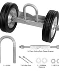 Sliding Gate Kit 6 Inch Rolling Gate Hardware Kit Universal Sliding Gate Rollers Track Wheels Corrosion Resistant Heavy Duty Sliding Gate Guide Roller For Sliding Gates And Rolling Doors Up To 600 Lbs Load Black showing components including wheels, bolts, and washers.