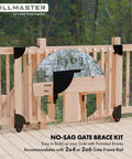 Sliding Gate Kit with Wheel Heavy Duty Fence Gate Frame Hardware installed on wooden deck gate with no sag corner brace and wheel
