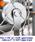 2 Pack Sliding Gate Rollers For Chain Link Gates, Rear Pipe Track Wheels Compatible With One And Seven Eighths Inch Gate Frame