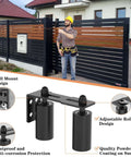 Sliding Gate Roller Guide Set With Heavy Duty Steel L Bracket And Adjustable Four Inch Nylon Support installed on gate